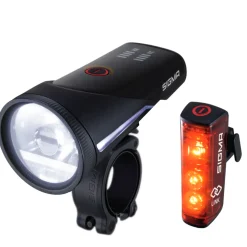 ROSE Bikes AURA 100 LINK LED Front Light/BLAZE LINK Rear Light USB Battery-powered Lighting Set with Screw Mount| Battery-Powered