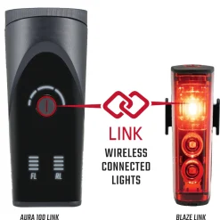 ROSE Bikes AURA 100 LINK LED Front Light/BLAZE LINK Rear Light USB Battery-powered Lighting Set with Screw Mount| Battery-Powered