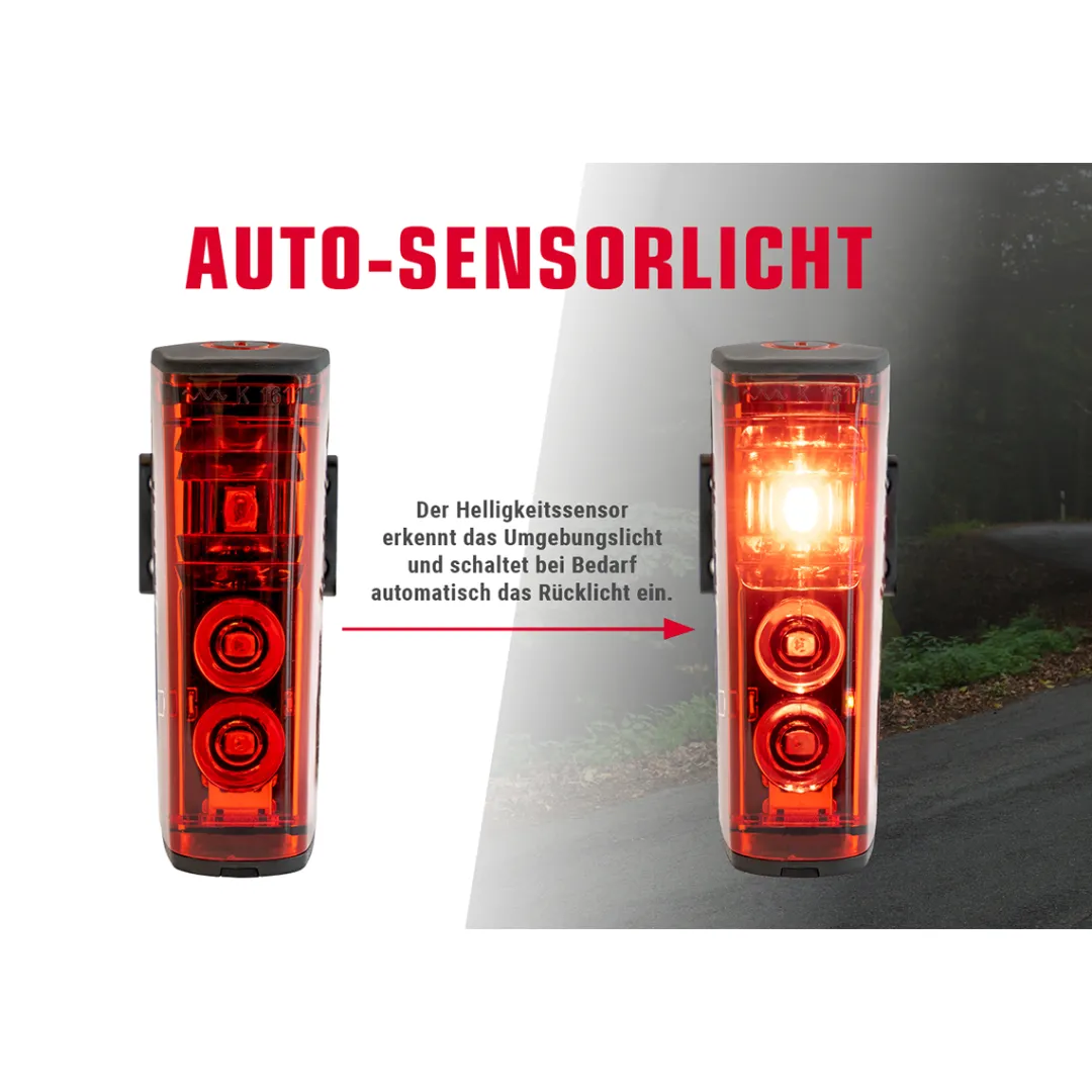 ROSE Bikes BLAZE USB Battery-Powered Rear Light with Brake Light| Battery-Powered