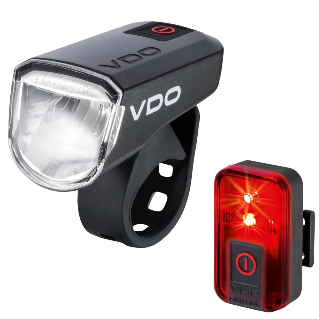 ROSE Bikes Eco Light M30 Light Set with Eco Light Red Rear Light| Battery-Powered