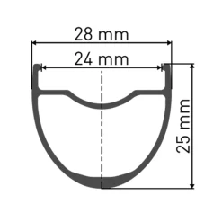 ROSE Bikes GR 1600 Spline® db 25 Dynamo Gravel Front Wheel 28"/700C (12x100 mm)| Gravel/Cyclocross