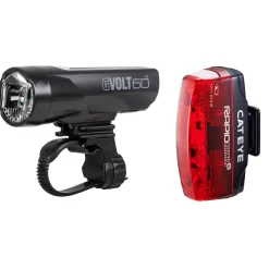 ROSE Bikes GVolt 60 Front Light + Rapid Micro G Rear Light Rechargeable Lighting Set| Battery-Powered